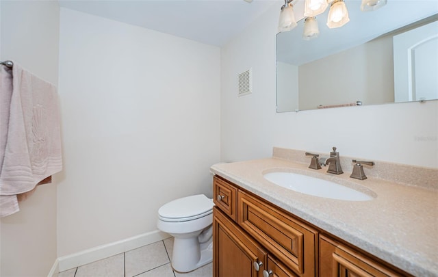 bathroom with tile patterned floors, toilet, and vanity