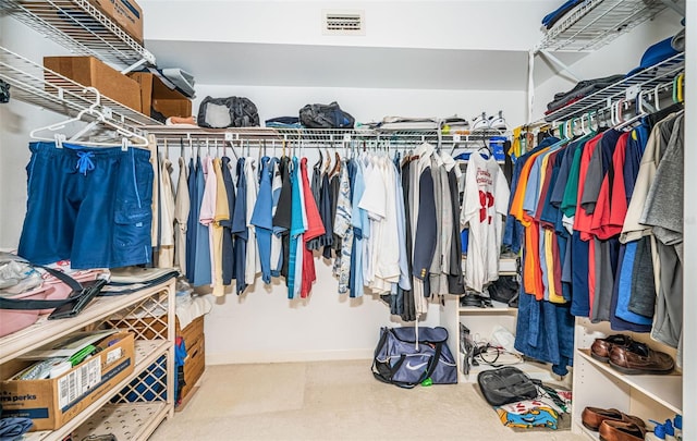 walk in closet with carpet floors