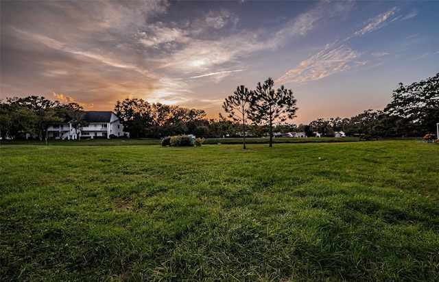 view of yard at dusk