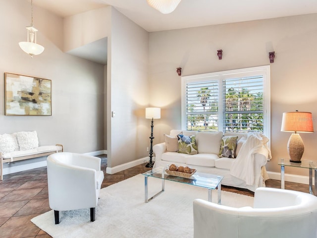 view of tiled living room