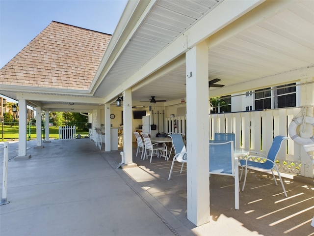 view of patio / terrace with ceiling fan