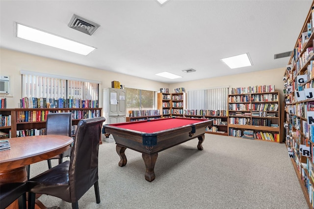 playroom with pool table and carpet flooring