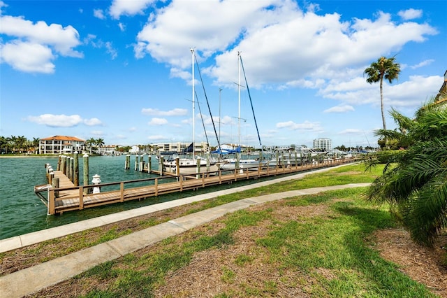 dock area featuring a water view