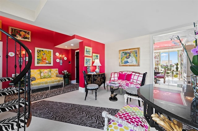 living room featuring carpet floors