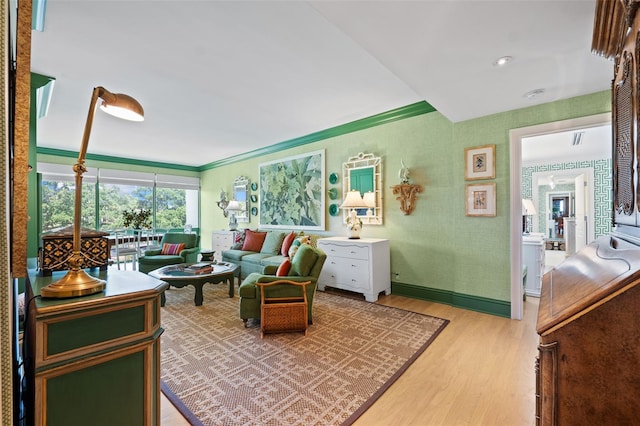 living room with wood-type flooring