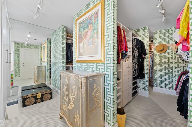 spacious closet featuring carpet floors