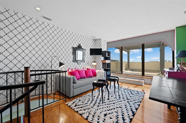 living room featuring hardwood / wood-style floors