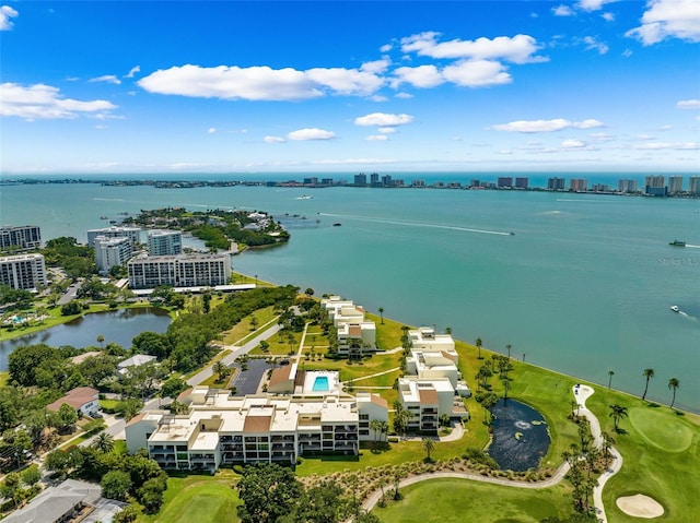 bird's eye view featuring a water view