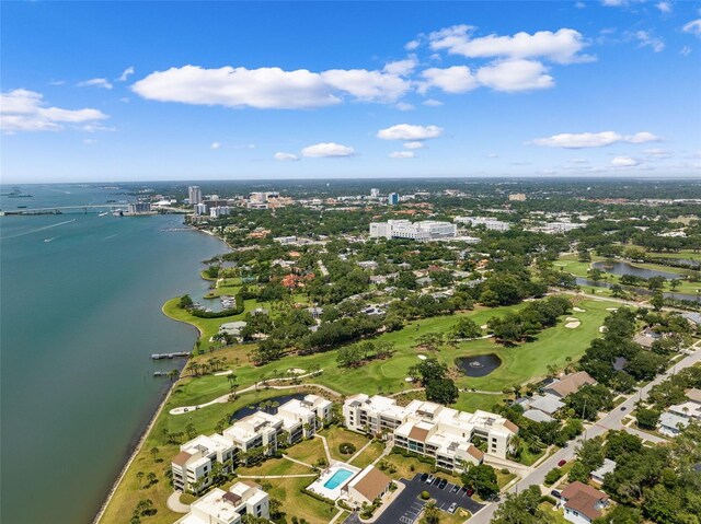 bird's eye view featuring a water view