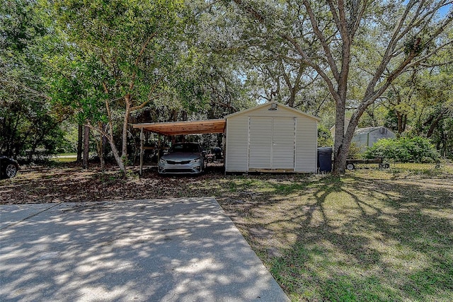 exterior space with a carport