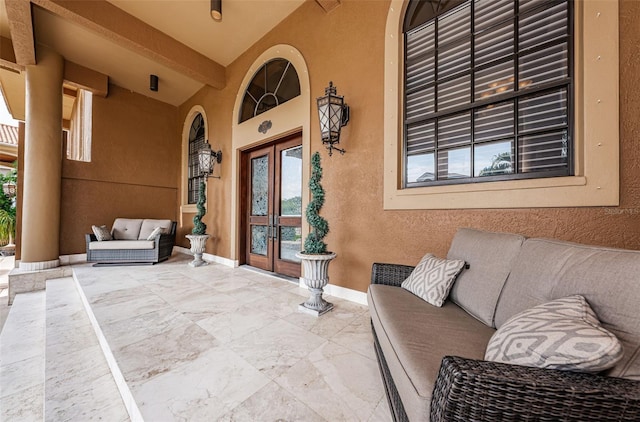 view of patio / terrace featuring french doors