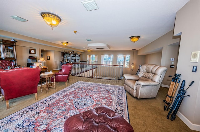 living room with carpet flooring