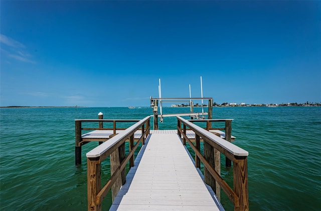 view of dock featuring a water view