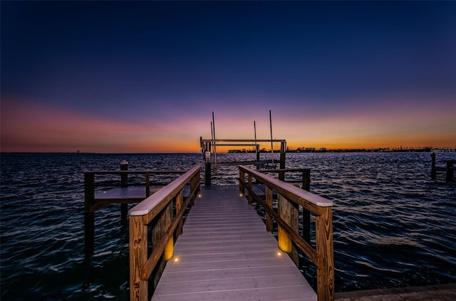 view of dock featuring a water view