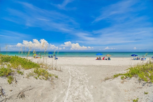 property view of water with a beach view