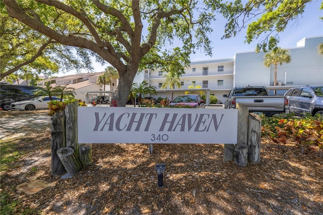 view of community sign