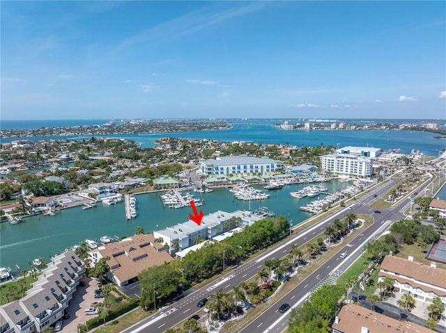 bird's eye view featuring a water view