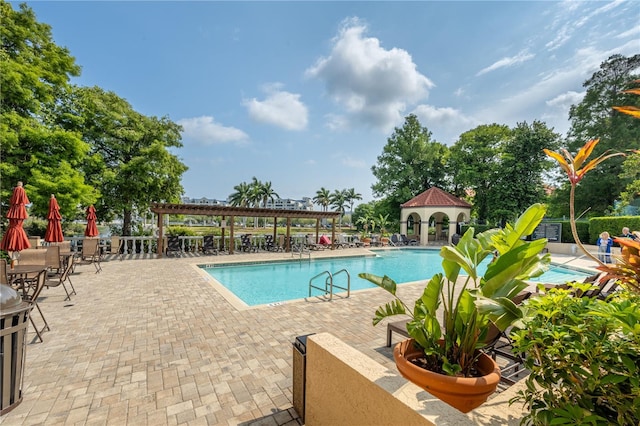 view of pool featuring a patio area