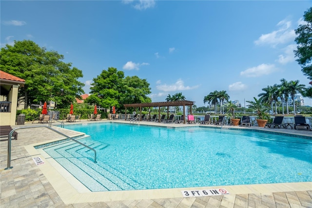 view of pool featuring a patio