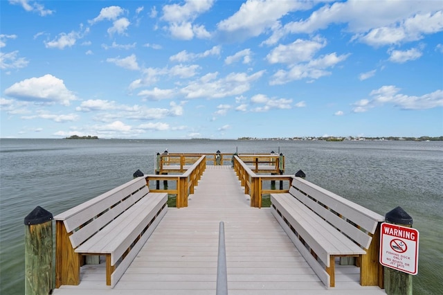 view of dock featuring a water view