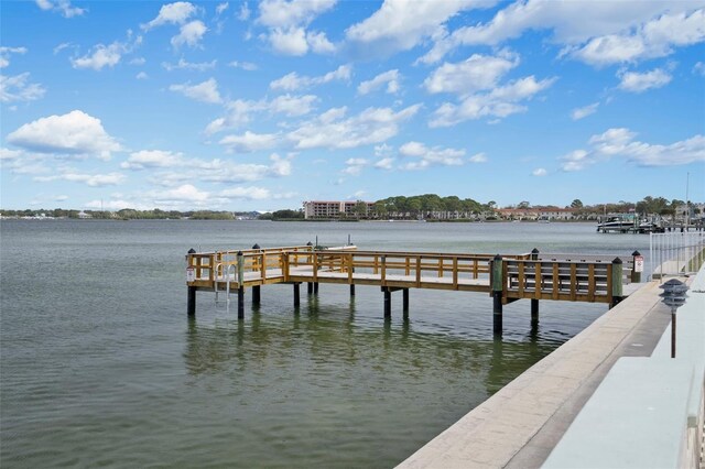 dock area featuring a water view