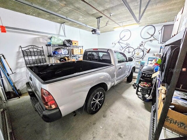 garage with a garage door opener