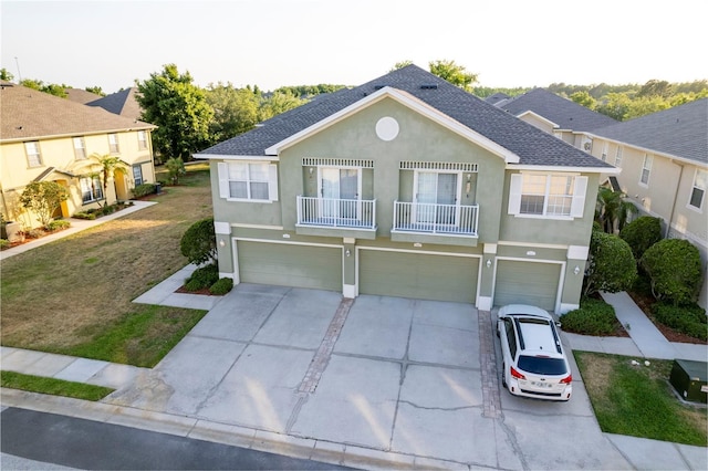 view of front of home with a balcony