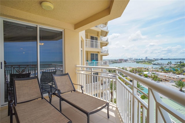 balcony with a water view