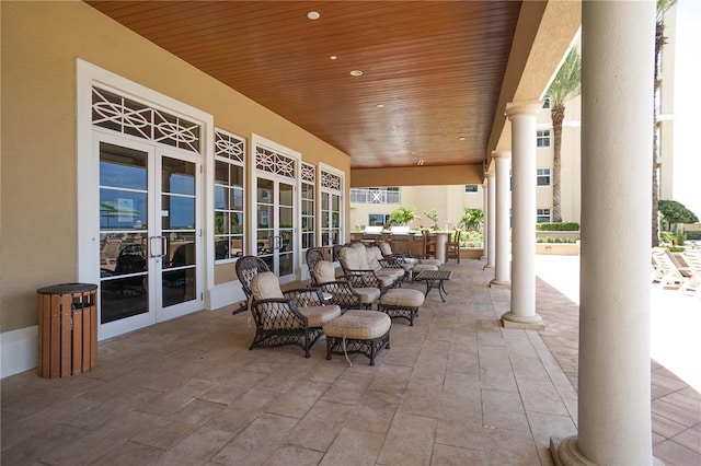 view of patio featuring french doors