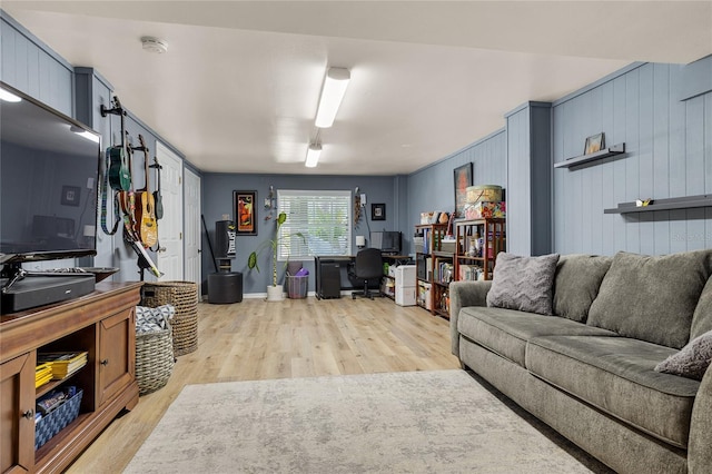 living room featuring light wood-type flooring