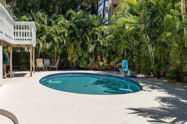 pool with a patio area