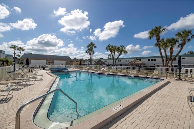 view of pool featuring a patio area