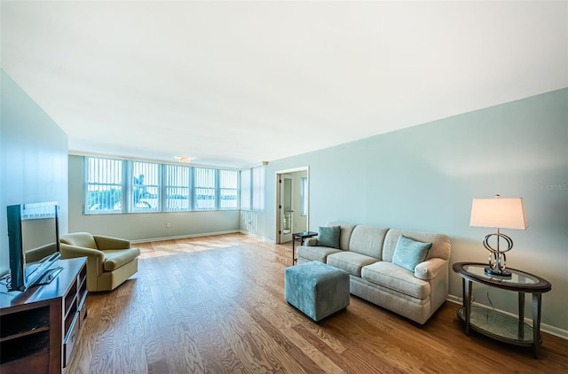 living room with hardwood / wood-style flooring