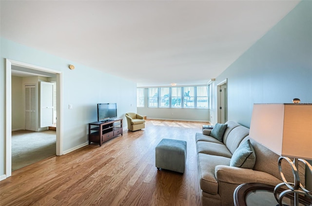 living room with hardwood / wood-style floors