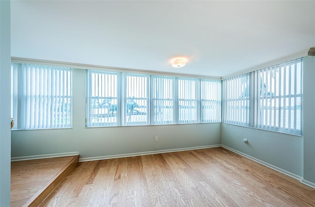 spare room featuring light hardwood / wood-style flooring