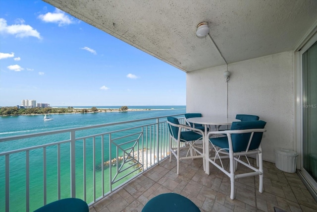 balcony with a water view