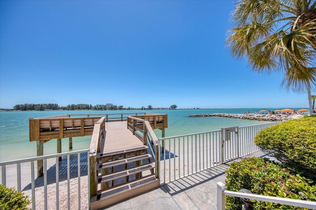 view of dock featuring a water view