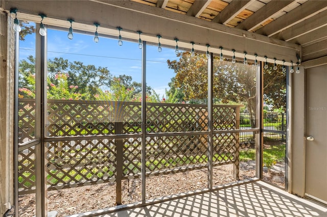 view of unfurnished sunroom