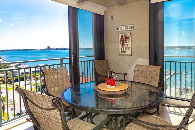 balcony with a water view