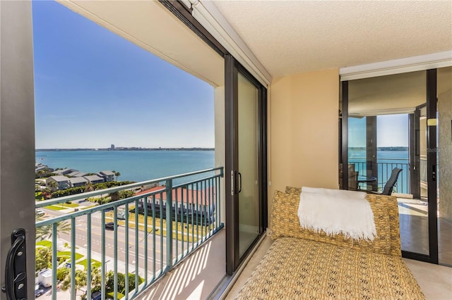 balcony with a water view