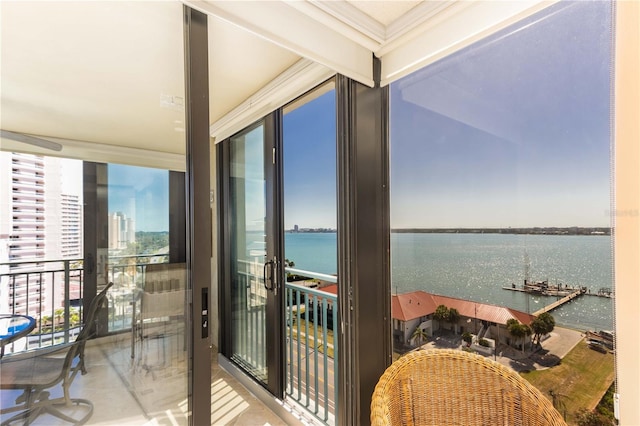 balcony with a water view