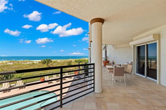 balcony with a water view