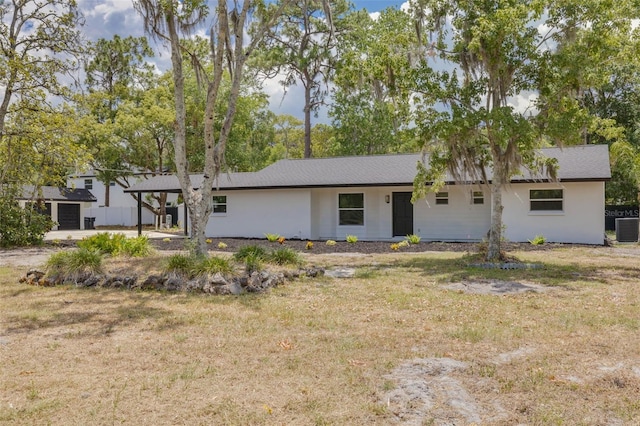 7414 Van Dyke Rd, Odessa, FL 33556 - view of front facade with a front lawn, cooling unit, and stucco siding