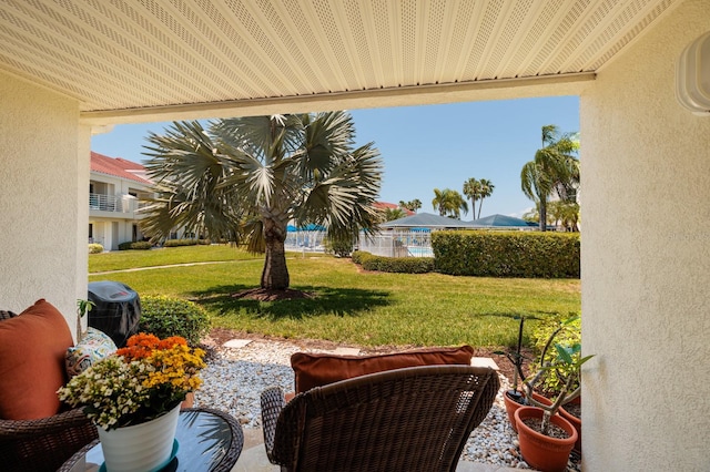 view of terrace featuring a balcony