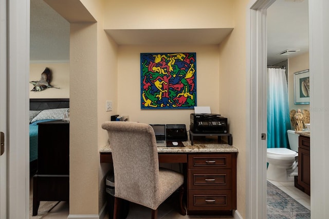 office featuring light tile flooring