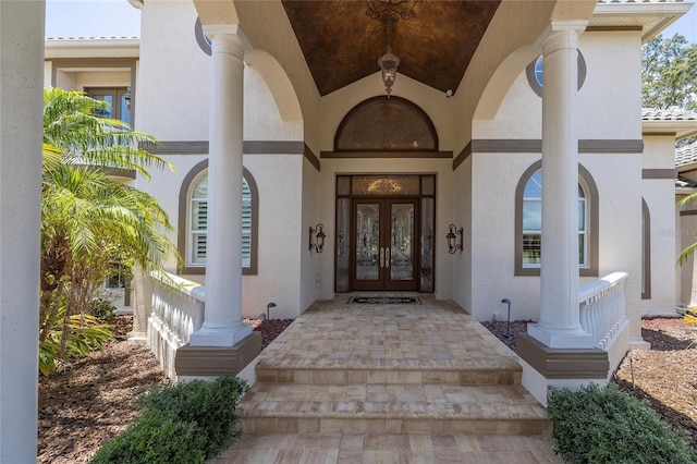 view of exterior entry with french doors