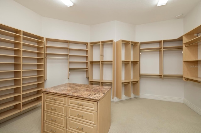 spacious closet with light colored carpet