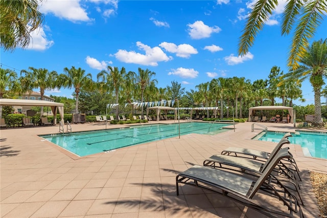 view of pool featuring a patio area