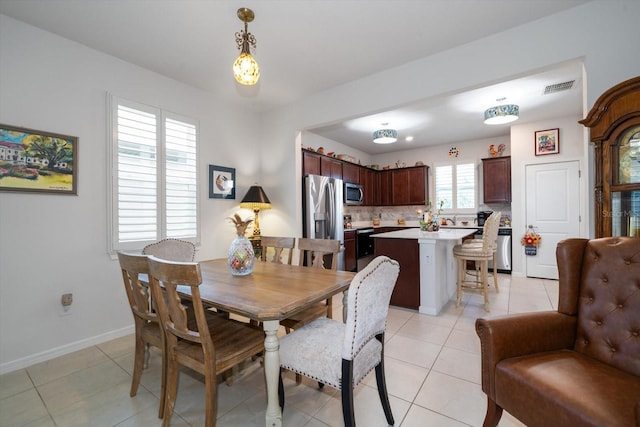 view of tiled dining room