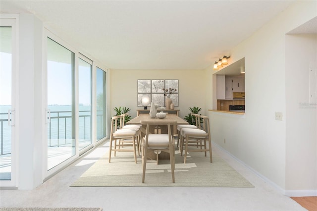 view of carpeted dining area